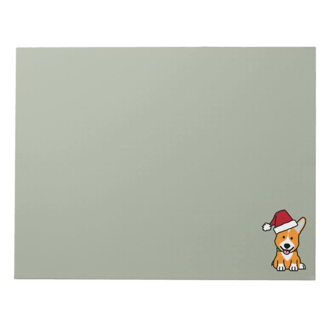 Corgi dog puppy Pembroke Welsh Christmas Santa hat Notepad (Front)