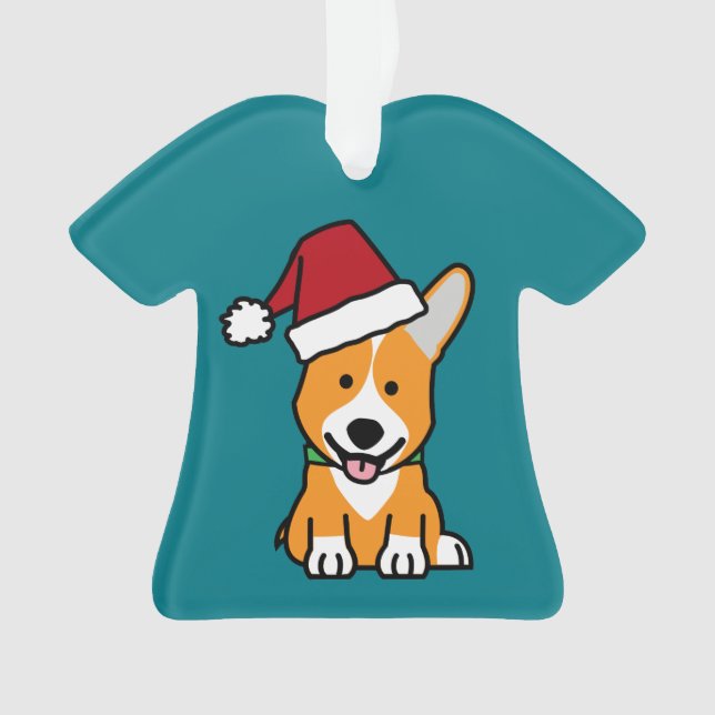 Corgi dog puppy Pembroke Welsh Christmas Santa hat Ornament (Front)