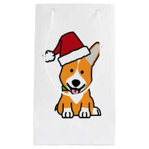Corgi dog puppy Pembroke Welsh Christmas Santa hat Small Gift Bag