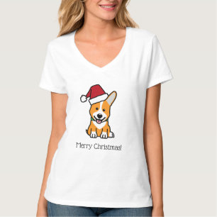 Corgi dog puppy Pembroke Welsh Christmas Santa hat T-Shirt