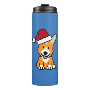 Corgi dog puppy Pembroke Welsh Christmas Santa hat Thermal Tumbler