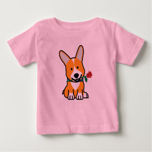 Corgi dog puppy Pembroke Welsh Valentine Rose Baby T-Shirt