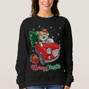 Corgi Dog Red Truck Christmas Pajama Sweatshirt
