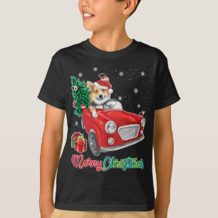 Corgi Dog Red Truck Christmas Pajama T-Shirt