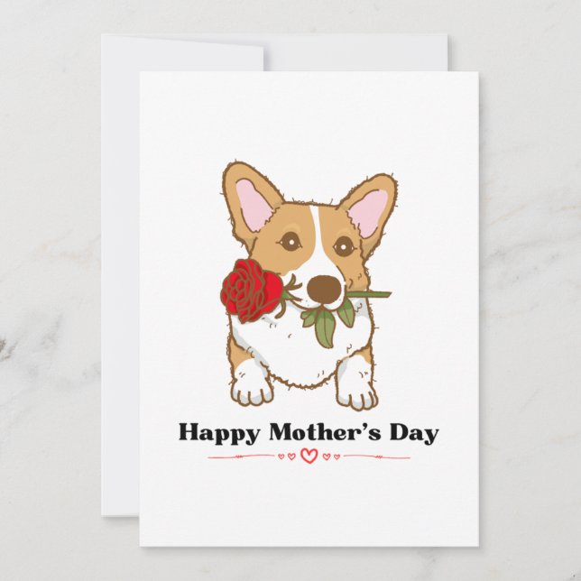 Corgi Dog Rose Biting Rose in Mouth Mother's Day (Front)