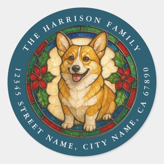 Corgi Dog Round Stickers (Front)