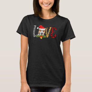 Corgi Dog Santa Christmas Xmas Buffalo Plaid Red T-Shirt