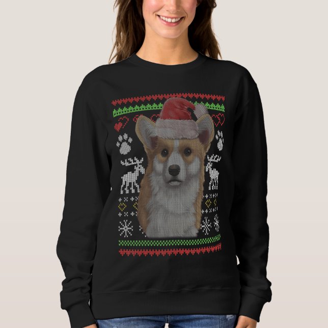 Corgi Dog Santa Claus Ugly Christmas Pattern X Mas Sweatshirt (Front)