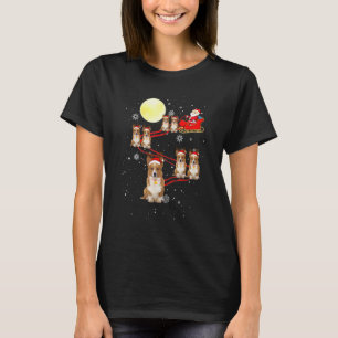 Corgi Dog Santa Sleigh Reindeer Christmas Xmas T-Shirt