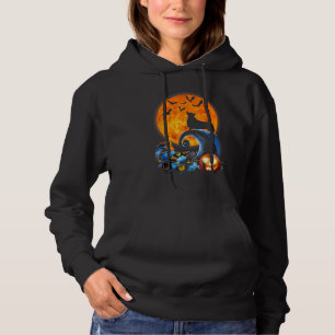 Corgi Dog Silhouette Moon Pumpkin Bat Halloween Hoodie