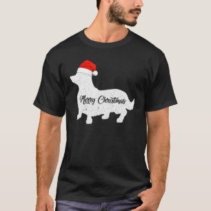 Corgi Dog Silhouette Santa Corgi Merry Christmas T-Shirt