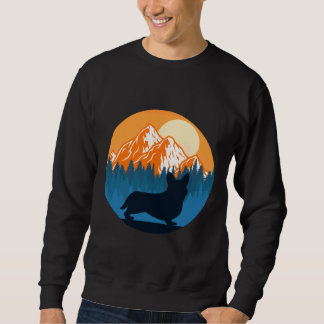 Corgi Dog Silhouette Sunset Mountain Forest Corgi Sweatshirt