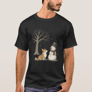 Corgi Dog Snowman Winter Vintage Christmas Funny T-Shirt