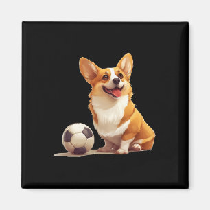 Corgi Dog Soccer Ball Sports Team Animal Men Women Magnet