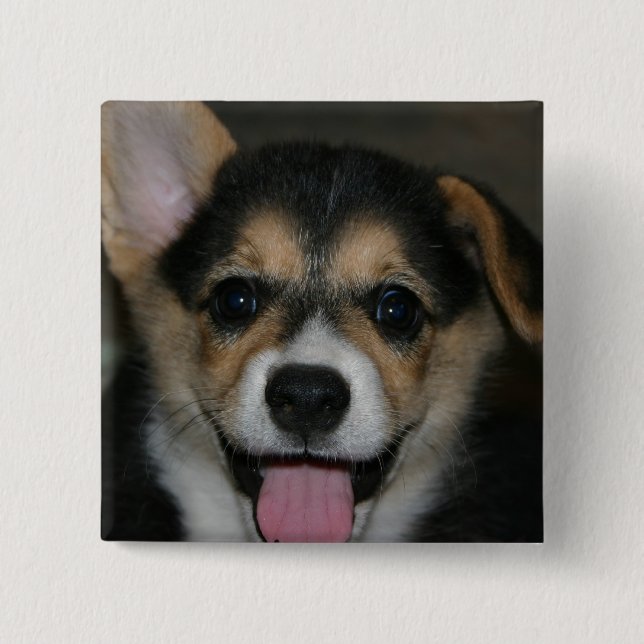 Corgi Dog Square Pin (Front)
