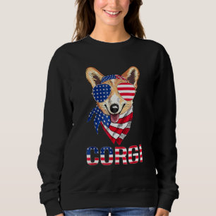 Corgi Dog Sunglasses American Flag 4th Of July Men Sweatshirt