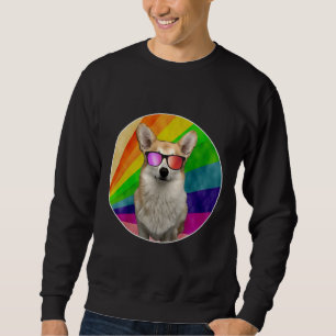 Corgi Dog Sunglasses Rainbow Gay Pride Sweatshirt