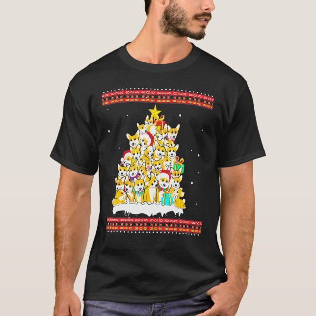 Corgi Dog Tree Ugly Christmas Sweater Jumper (Front)