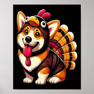 Corgi Dog Turkey Thanksgiving Costume Women Men Ki Poster