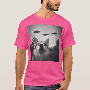 Corgi Dog Ufo Alien Encounter Funny Crazy T-Shirt