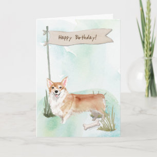 Corgi Dog Under Birthday Sign Card