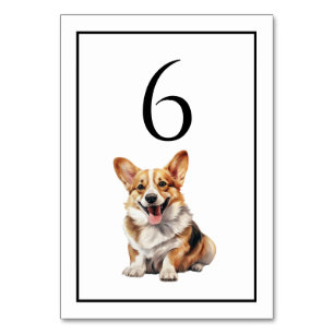Corgi Dog Watercolor Table Number