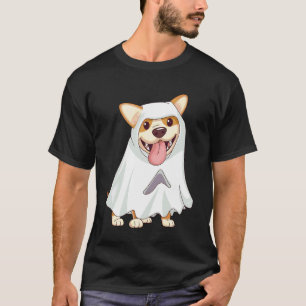 Corgi Dog Wearing A White Ghost Costume Dog Hallow T-Shirt