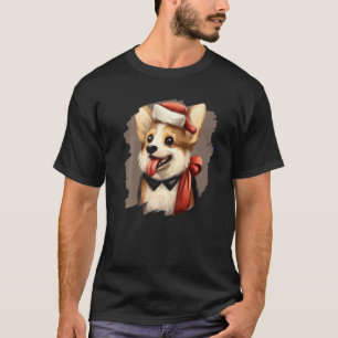 Corgi Dog Wearing Santa Claus Hat Cute  Christmas  T-Shirt