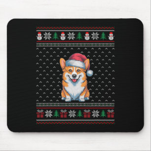 Corgi Dog Wearing Santa Hat Ugly Xmas Dog Lovers Mouse Pad