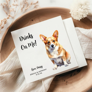 Corgi Dog Wedding  Napkin