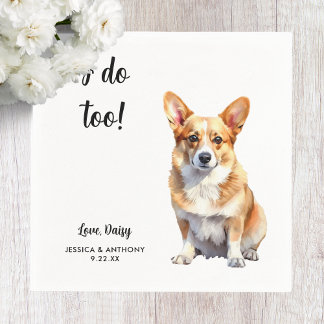 Corgi Dog Wedding  Napkin
