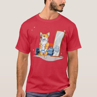 Corgi Dog Weightlifting Deadlift Men Fitness Gym  T-Shirt