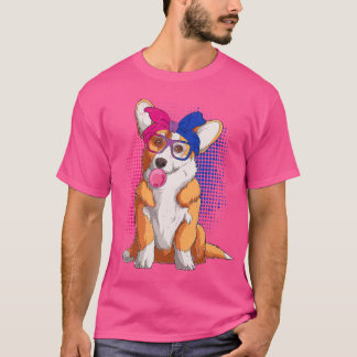 Corgi dog with with bubble gum bandanna glasses4 T-Shirt