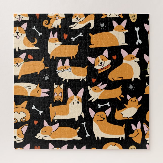 Corgi Dogs, Cute Seamless Background. Jigsaw Puzzle (Vertical)