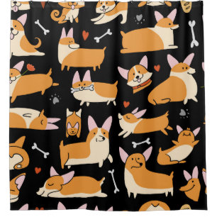 Corgi Dogs, Cute Seamless Background. Shower Curtain