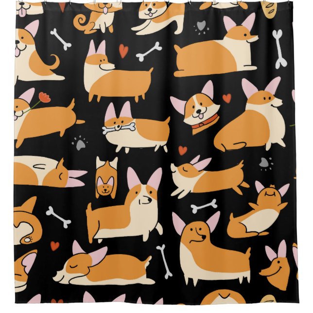 Corgi Dogs, Cute Seamless Background. Shower Curtain (Front)
