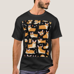 Corgi Dogs, Cute Seamless Background. T-Shirt