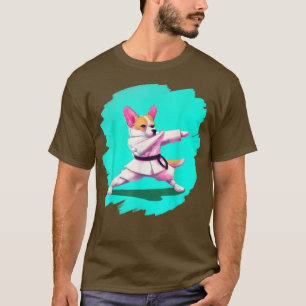 Corgi Doing Karate Kick Black Belt Martial Arts Do T-Shirt