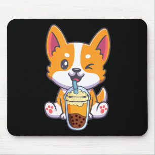 Corgi Drinking Boba Bubble Tea Drink Dog Anime Kaw Mouse Pad