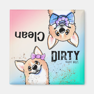 Corgi duo Clean Dirty Dishwasher Magnet