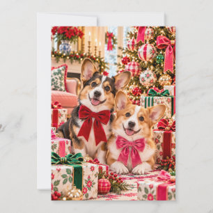 Corgi Duo Flat Christmas Card