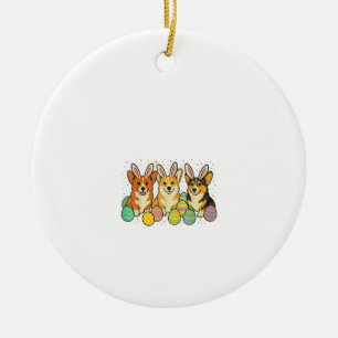 Corgi Easter T-Shirt_1 Ceramic Tree Decoration