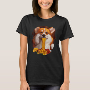 Corgi Eating Spaghetti Pasta Dog Italian Food 3 T-Shirt