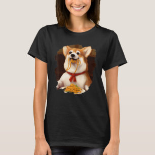 Corgi Eating Spaghetti Pasta Funny Dog Italian Foo T-Shirt