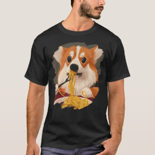 Corgi Eating Spaghetti Pasta Funny Dog Italian Foo T-Shirt