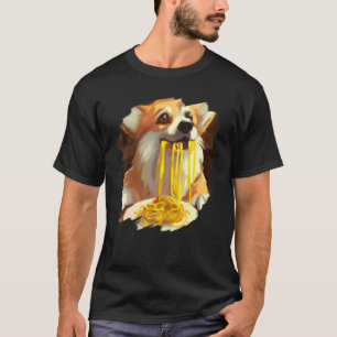 Corgi Eating Spaghetti Pasta Funny Dog Italian Foo T-Shirt