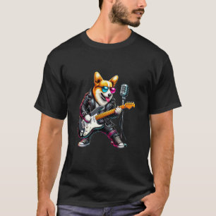 Corgi Electric Guitar Funny Dog Rock Band Music Mu T-Shirt