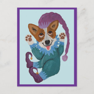 Corgi elf postcard