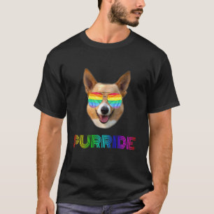 Corgi Face Rainbow Sunglasses Gay Pride Lgbt T-Shirt
