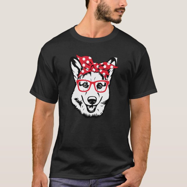 Corgi Face With Bow Cute T-Shirt (Front)